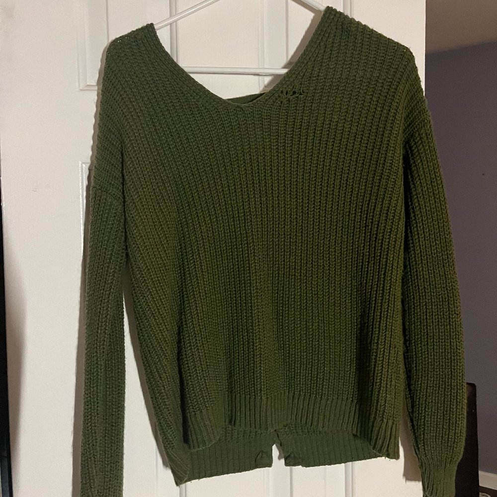 green cross back sweater